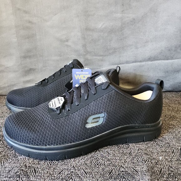 Skechers Work Flex Advantage Slip Resistant Men's WIDE 11.5 Black Shoes NIB - Picture 3 of 6